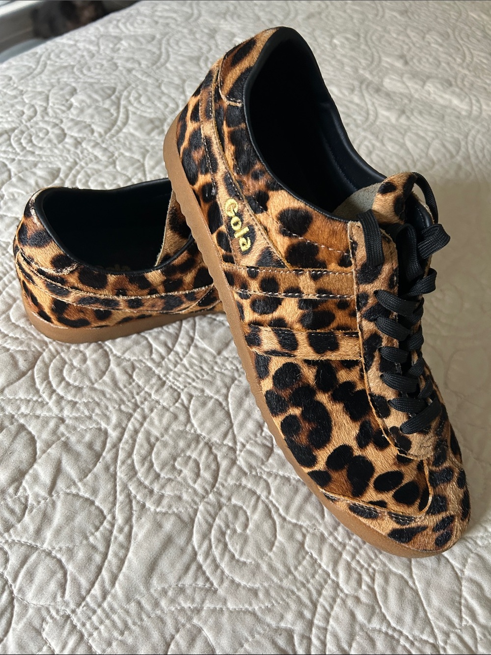 Gola Leopard Print Sneakers in Brown and Black